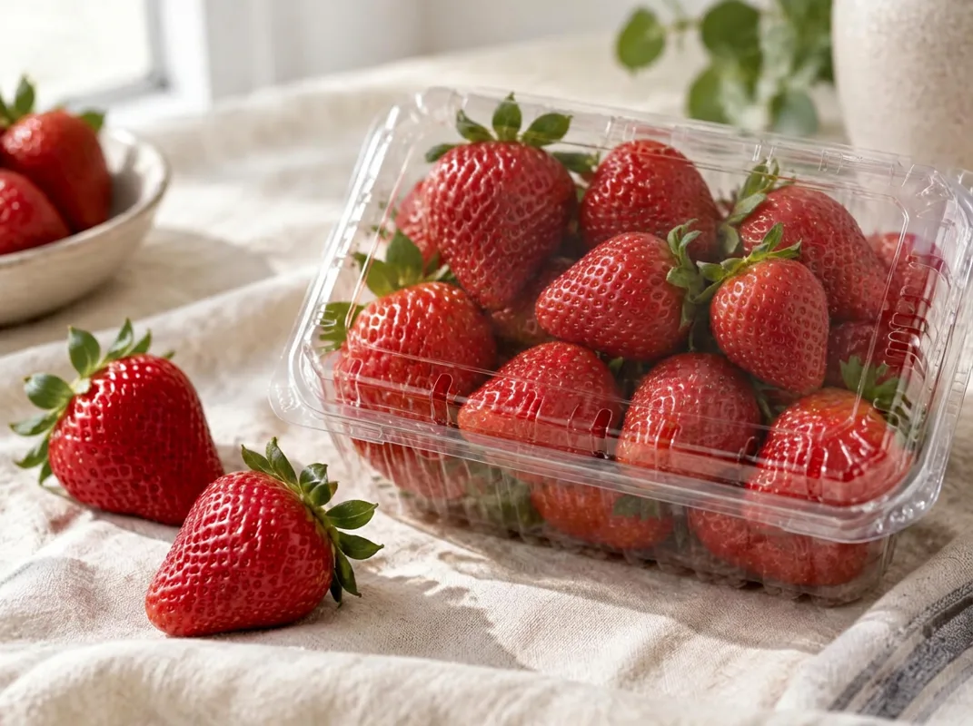 Fresas frescas y su presentación para compra y manejo